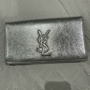 Silver Belle de Jour YSL leather clutch